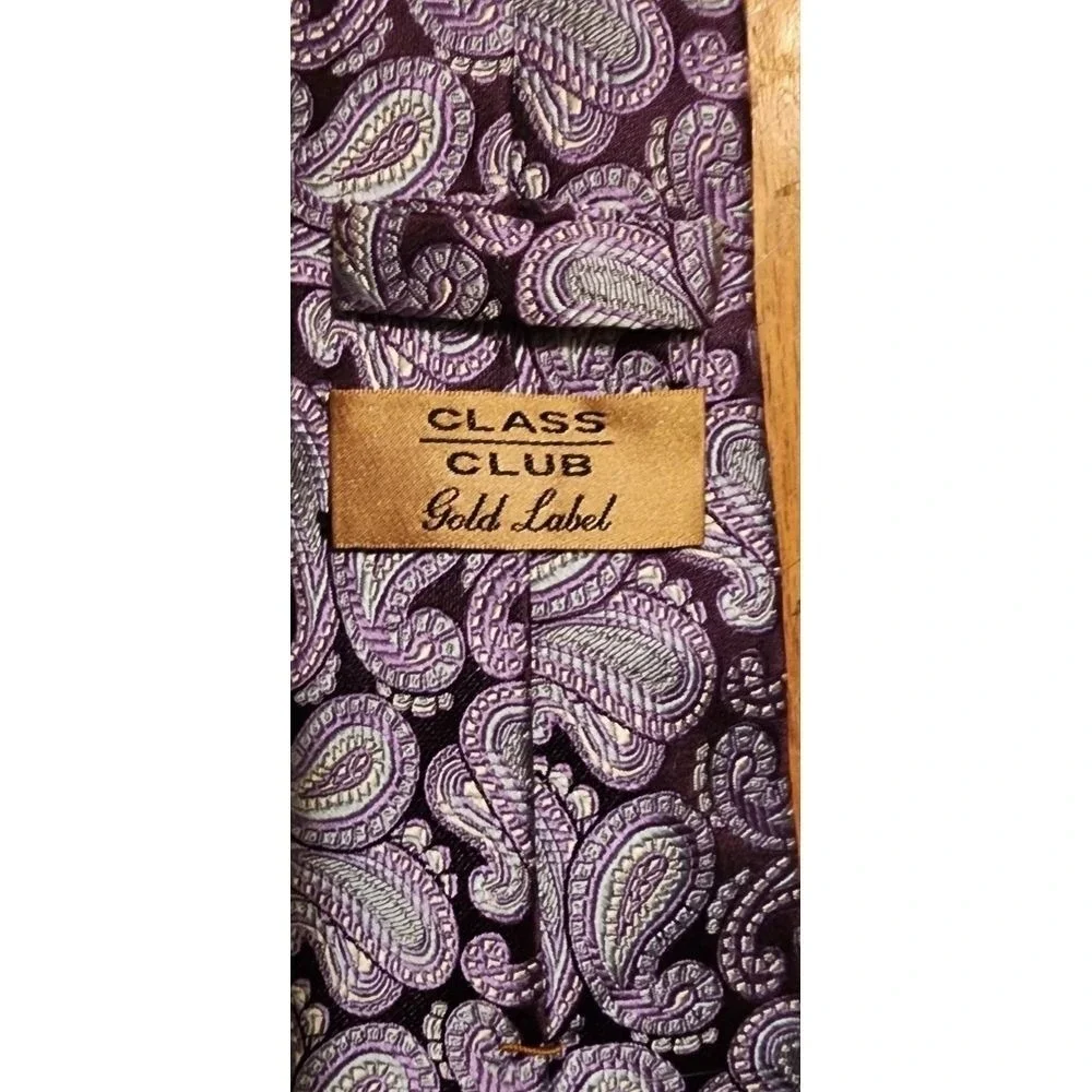 Class Club Gold Label Purple Paisley Necktie Silk‎ Blend Business